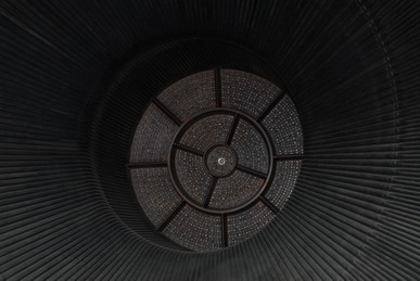 F-1 engine injector plate of the Saturn V first stage booster