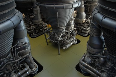 F-1 engines of the Saturn V first stage booster
