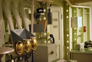 Battleship USS Alabama Code Room and pneumatic tubes for decyphered document transmittal