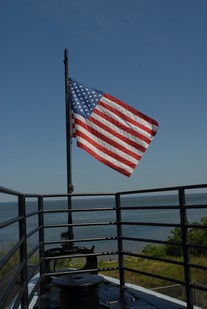 Submarine USS Drum American flag