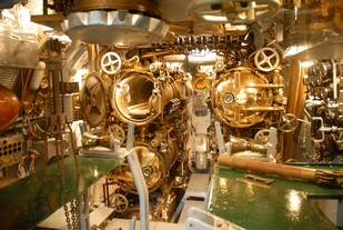 Submarine USS Drum forward torpedo room